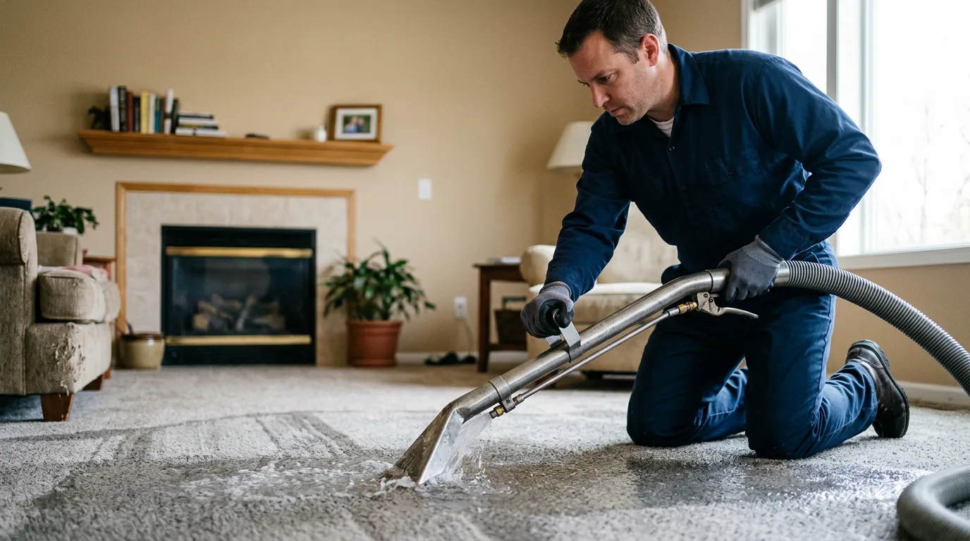 Water damage restoration technician working near Monticello, IN
